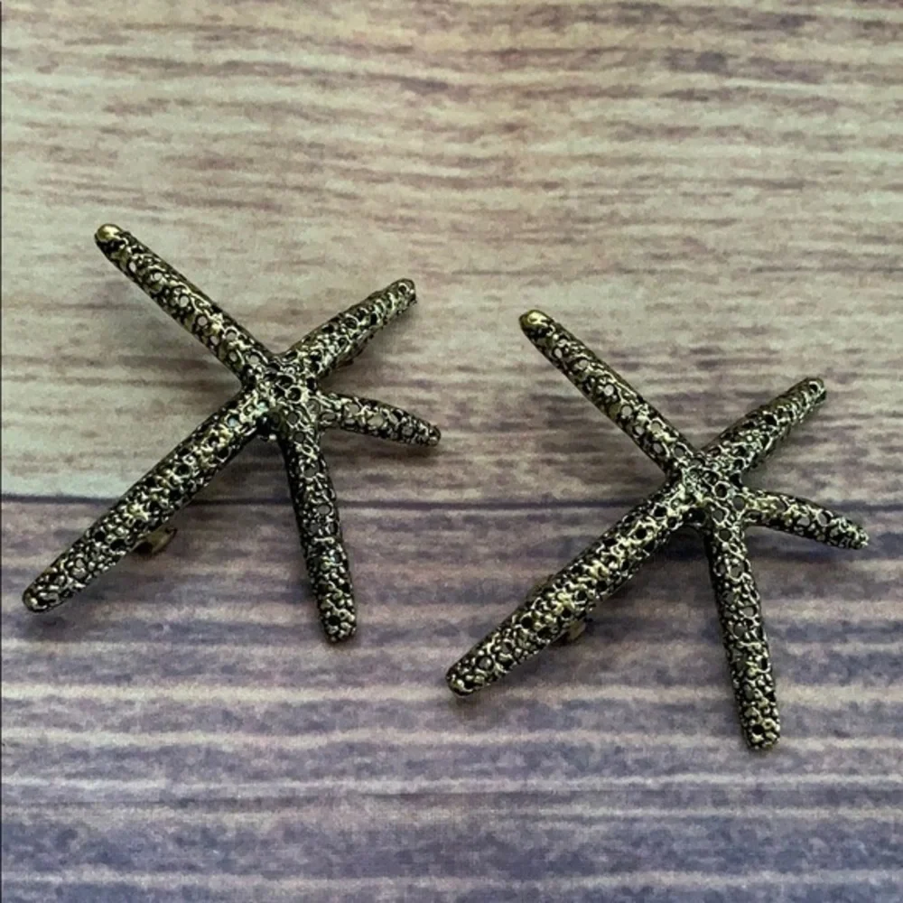2 pcs Bronce Starfish Hair clips
